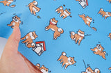 Shiba Dog Puppy Patterned Organic 40s Fabric made in Korea by the Half Yard 36" by 55" or 90cm x 140cm