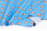 Shiba Dog Puppy Patterned Organic 40s Fabric made in Korea by the Half Yard 36" by 55" or 90cm x 140cm