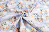 Baby Munchkin Cat Kitten Patterned Organic 40s Fabric made in Korea by the Yard 36" by 55" or 90cm x 140cm
