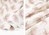 Mistletoe Flower Cotton Linen Patterned OEKO-TEX Fabric made in Korea, Half Yard 45cm x 135cm or 18"x 53"