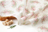 Mistletoe Flower Cotton Linen Patterned OEKO-TEX Fabric made in Korea, Half Yard 45cm x 135cm or 18"x 53"