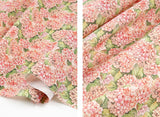 French Hydrangea Flower Cotton Linen Patterned OEKO-TEX Fabric made in Korea, Half Yard 45cm x 135cm or 18"x 53"