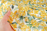 Spring Forsythia Flower Patterned Eco Friendly Mulberry Pulp Rayon Fabric made in Korea by the Yard