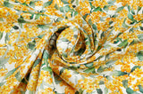Spring Forsythia Flower Patterned Eco Friendly Mulberry Pulp Rayon Fabric made in Korea by the Yard