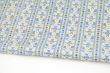 Blue Sentimental Flower Stripe Patterned Fabric Cotton made in Korea by the Half Yard