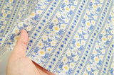 Blue Sentimental Flower Stripe Patterned Fabric Cotton made in Korea by the Half Yard