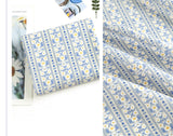 Blue Sentimental Flower Stripe Patterned Fabric Cotton made in Korea by the Half Yard