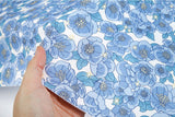Shine Camellia Flower Patterned Fabric Cotton made in Korea by the Half Yard