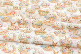 Flower Lovely Baby Bunny Rabbit Patterned Fabric made in Korea by the Half Yard