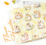 Watercolor Style Flower Hamster Patterned Fabric made in Korea by the Half Yard