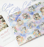 Cute Cat Kitty with Flower Patterned Fabric made in Korea by the Half Yard