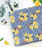 Stripe & Fresh Yuzu Fruits Patterned Fabric made in Korea by the Half Yard