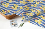 Stripe & Fresh Yuzu Fruits Patterned Fabric made in Korea by the Half Yard