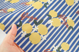 Stripe & Fresh Yuzu Fruits Patterned Fabric made in Korea by the Half Yard
