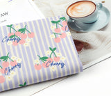 Stripe & Lovely Cherry Fruits Patterned Fabric made in Korea by the Half Yard