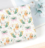 おもちゃのミニスウィーティーテディバニーダック柄生地、韓国製、半ヤード単位