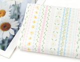 Flower Family Stripe Patterned Fabric Cotton made in Korea by the Half Yard