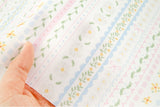 Flower Family Stripe Patterned Fabric Cotton made in Korea by the Half Yard