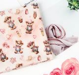 おもちゃのミニスウィーティーテディバニーダック柄生地、韓国製、半ヤード単位