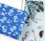 Baby Blue Snake Patterned Fabric Cotton made in Korea by the Half Yard