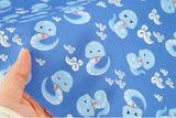 Baby Blue Snake Patterned Fabric Cotton made in Korea by the Half Yard