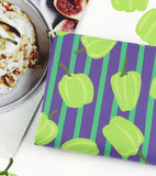 Green Stripe Piment Bell Pepper Patterned Fabric Cotton made in Korea by the Half Yard
