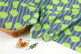Green Stripe Piment Bell Pepper Patterned Fabric Cotton made in Korea by the Half Yard