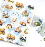 Sleeping Baby Animals Patterned Fabric Cotton made in Korea by the Half Yard