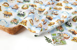 Sleeping Baby Animals Patterned Fabric Cotton made in Korea by the Half Yard