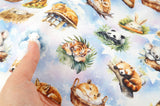 Sleeping Baby Animals Patterned Fabric Cotton made in Korea by the Half Yard