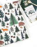 Mountain Forest Animals Fox Bear Rabbit Patterned Fabric Cotton made in Korea by the Half Yard