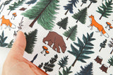 Mountain Forest Animals Fox Bear Rabbit Patterned Fabric Cotton made in Korea by the Half Yard