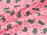 Fish & Cat Kitten Patterned Fabric Cotton made in Korea by the Half Yard