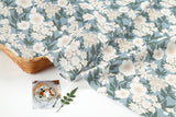 White Peony Lily Hydrangea Patterned Fabric Cotton made in Korea by the Half Yard