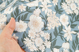 White Peony Lily Hydrangea Patterned Fabric Cotton made in Korea by the Half Yard