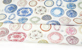 Vintage Plate Retro Designed Dishes Patterned Fabric Cotton made in Korea by the Half Yard