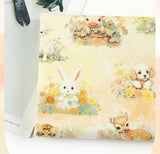 Lovely Baby Animals in Flower Garden Fabric Digital Textile Printing printed in Korea by the Half Yard