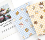Check Bakery Teddy bear Patterned Fabric DTP printed in Korea by the Half Yard