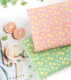 Yellow Flower & Green Leaf Fabric DTP printed in Korea by the Half Yard