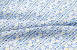 Blue Sentimental Flower Stripe Patterned Double Gauze Fabric made in Korea by the Yard 36" x 61"
