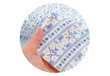 Blue Sentimental Flower Stripe Patterned Double Gauze Fabric made in Korea by the Yard 36" x 61"