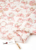 Vintage Pink Lady Ribbon Cotton Linen Patterned OEKO-TEX Fabric made in Korea, Half Yard 45cm x 135cm or 18"x 53"