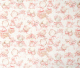 Vintage Pink Lady Ribbon Cotton Linen Patterned OEKO-TEX Fabric made in Korea, Half Yard 45cm x 135cm or 18"x 53"