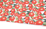 Camellia Flower patterned Fabric made in Korea by Half Yard / 45 X 150cm 18" X 57.5", Cotton Linen