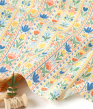 Avantgarde Tulip Flower Border Patterned Organic 40s Fabric made in Korea by the Yard 36" by 55" or 90cm x 140cm