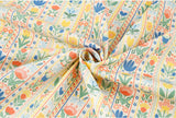 Avantgarde Tulip Flower Border Patterned Organic 40s Fabric made in Korea by the Yard 36" by 55" or 90cm x 140cm