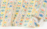 Avantgarde Tulip Flower Border Patterned Organic 40s Fabric made in Korea by the Yard 36" by 55" or 90cm x 140cm