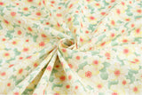 Peach Flower Patterned Organic 40s Fabric made in Korea by the Yard 36" by 55" or 90cm x 140cm