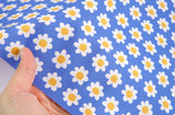 Daisy Flower Patterned Organic 40s Fabric made in Korea by the Yard 36" by 55" or 90cm x 140cm