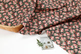 Antique Mini Rose Black Patterned Fabric Cotton made in Korea by the Half Yard